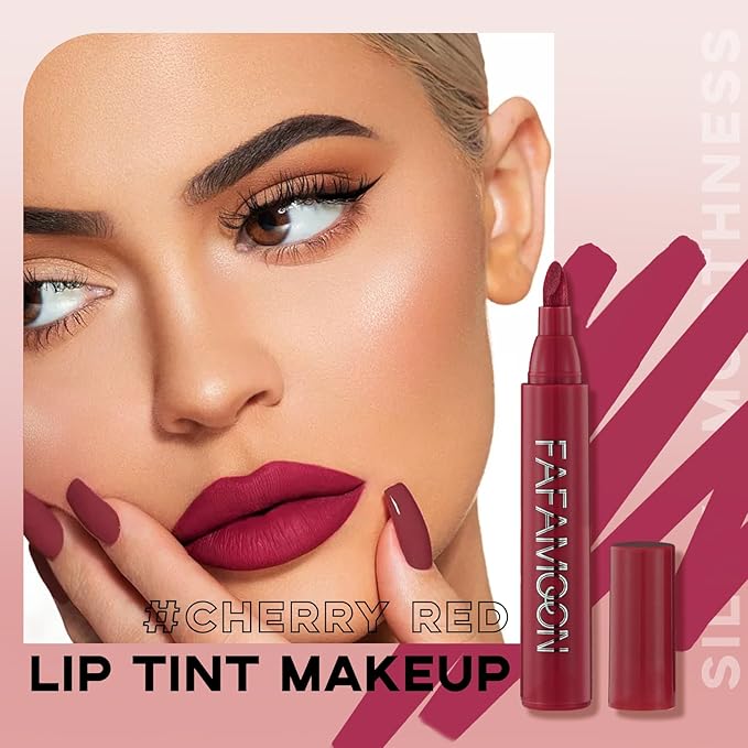 Lip Stain Marker,Nude Plum Lip Tint Stain Pen Liner,Hydrating