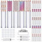 AMORIX 25 Pack Diamond Lip Gloss Tubes with Wand 5ml Empty Rhinestone Lip Gloss Containers Cute Lipgloss Bottles Crystal Lip Gloss Supplies Kit + 2pcs Syringes + Labels for DIY Lip Gloss Base