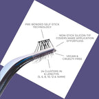 KISS imPRESS Falsies Long Lasting Self Adhesive Eyelashes, ‘Demi Bold’, 5 Day Extended Wear, 24 Medium Volume Lash Clusters (5,6,8,10,12, & 14mm), Precision Non-Stick Applicator