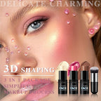 3Pcs Contour Highlighter Cream Blush Stick for Cheeks Eyes Lips Lightweight Dewy Finish Blush Stick Waterproof Long Lasting Contour Stick Trio Wand Face Makeup Set for Girls and Women (1+3+4)