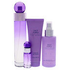 Perry Ellis 360 Purple Women 3.4oz EDP Spray, 7.5ml EDP Mini Spray, 4oz Body Mist, 3oz Shower Gel 4 Pc Gift Set