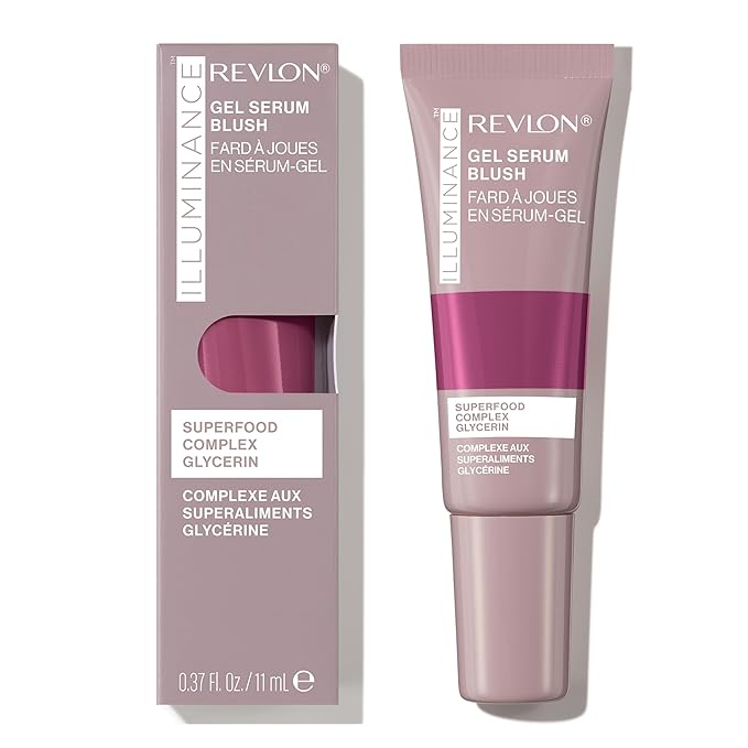 Revlon Illuminance Gel Serum Blush, Visibly Plump Cheeks, Dewy Finish and Hydrates All Day, 140 Brilliant Berry, 0.37 fl oz.
