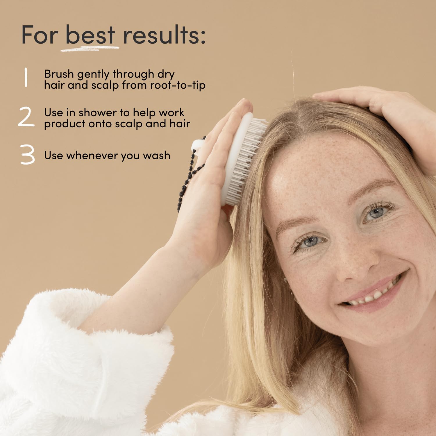 Jupiter Scalp Exfoliator - Scalp Massager Tool for Wet & Dry Hair - Ergonomic Detangler Brush - Dandruff Comb & Scrub to Remove Dandruff & Buildup and Support Circulation - Black/White