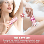 Bikini Trimmer for Women, 2 in 1 Electric Razor with LED Light, Body Facial Hair Remover, Type-C Charging, Wet/Dry Use for Smooth Skin