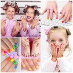 wakaniya Kids Nail Polish Set for Girls with Gems Nail Stickers, 7 Colors Non Toxic Safe Nail Polish Peel-Off Low Odor