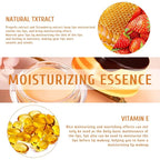 4Pcs Honey Strawberry Lip Balm Honey Pot, Strawberry Lip Sleeping Mask, Overnight Lip Sleeping Mask, Honey Balm Lip Balm Pot, Honey Lip Mask Nourish Lip Scrubs Exfoliator Honey/Strawberry