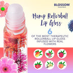 Blossom Roll on Lip Gloss, Scented Clear High Shine Moisturizing Lip Oil, Non Sticky, Infused with Real Flowers, Made in USA, 0.2oz, Mango Hemp