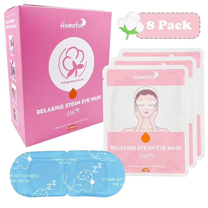 Disposable Steam Eye Mask for Dry Eye Care - 8 Pack Heating Eye Mask for Dark Circles and Puffiness Relief Soothing Warm Eyes Masks Pads, Fragrance Free