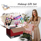 All-in-one Holiday Makeup Gift Set | Full Makeup Kit for Women Essential Starter Bundle Include Eyeshadow Palette Lipstick Blush Cream Concealer Face Powder Eyeliner Mascara Lipgloss Brush