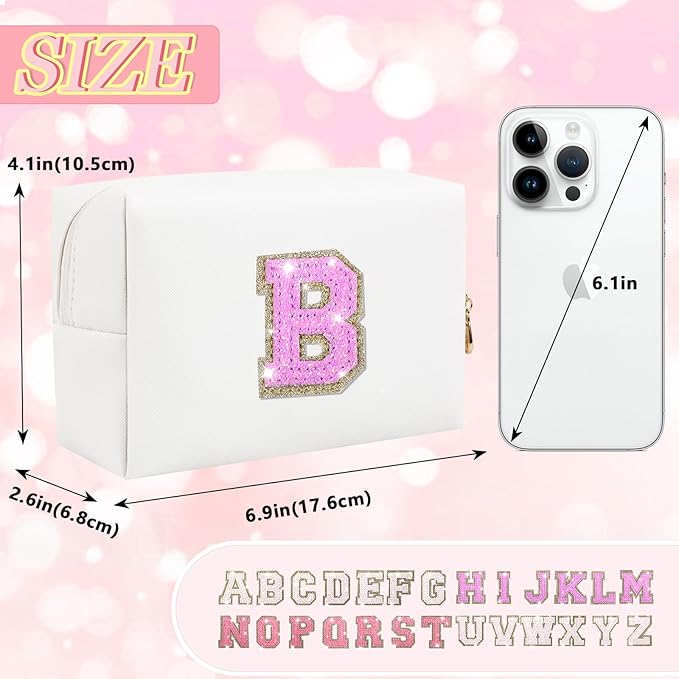 Personalized initial letter makeup bag,