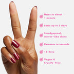 Olive & June Quick Dry Nail Polish | Instant, Fast-Drying, Smudgeproof Color | 15-free, Vegan, Cruelty-Free Formula | Lasts up to 5 Days | Salon-Quality Manicure Pedicure at Home | Cabernet | Wine Red