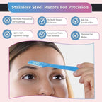 Eyebrow Razors for Women and Men – 3-Pack Facial Hair Remover and Exfoliating Dermaplaning Tool for Eyebrows, Upper Lip, Chin, Forehead – Precision Blade with Cover