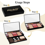 Makeup Palette Set, Makeup Kit for Women, 19 Color Makeup Set Include Matte Glitter Eyeshadow, Contour, Highlighter, Concealer, Eyebrow Powder, Blush, Mirror, Makeup Brush, Sponge