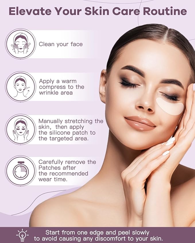 Reusable Anti-Wrinkle Patches Set, Reusable Silicone Patches Set, Forehead, Undereye and Smile Lines Repair