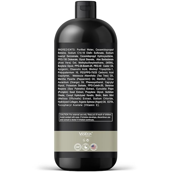 Tea Tree Oil Shampoo with Castor Oil, DHT Blockers, Itchy Scalp Relief, Supports Fuller Hair, Cleanses Dandruff & Buildup, For Men & Women, Made in USA, 16 fl oz