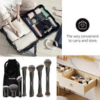 MAANGE 7pcs Makeup Brush Set Double Sided Kabuki Makeup Brushes Contour Brush for Foundation Liquid Powder Concealer Cream Cosmetics Bronzer Blending Blush Buffing Makeup Tools (Black)