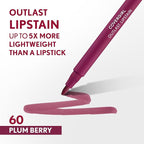 COVERGIRL Outlast, 60 Plum Berry, Lipstain, Smooth Application, Precise Pen-Like Tip, Transfer-Proof, Satin Stained Finish, Vegan Formula, 0.06oz