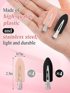 8Pcs No Bend No Crease Hair Clips- Styling Duck Bill Clips Alligator Hair Barrettes for Styling Sectioning, Small Gifts for Women Girls Salon Hairstyle Hairdressing Bangs Waves, Black & Pink