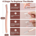 Face Razor for Women, Dermaplane Razor for Women Face Metal for Arm Armpit Leg Peach fuzz (A1-Rose Gold (12 replaced blades))