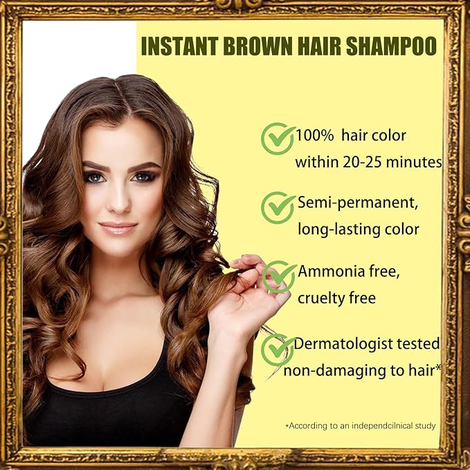 Light Brown Shampoo Para Pintar el Cabello - Instant Hair Dye Shampoo 3 in 1 Refresh Hair Color, Herbal Shampoo Hair Dye for Women Men, Easy to Use & Long Lasting Hair Color Shampoo 16.90 oz