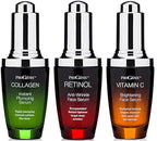 Professional Skin Care Set. Anti-aging Serum Set Contains Collagen Serum, Retinol Serum, Vitamin C Serum. Helps W/Appearance Of Wrinkles, Plump Skin, & Brighten Skin, 1 Fl Oz (3-Pack)
