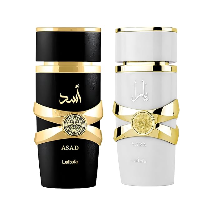 Lattafa for Unisex 2 Piece Eau de Parfum Gift Set (Asad+ Yara Moi) 3.4 Ounce/100 ml each