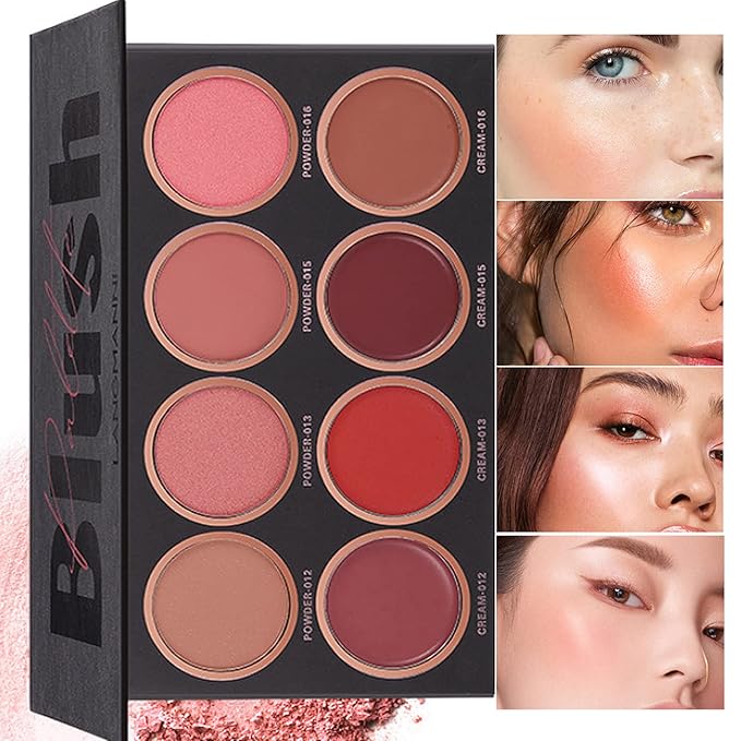 8 Colors Blush Palette, Matte Light Luxury Blush Makeup Blush