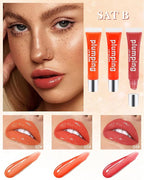 Hydrating Lip Glow Oil-3Pcs Tinted Plumping Lip Oil Lip Plumper, Moisturizing Smooth Lipgloss for Lip Care, Glossy Finish Clear Tint Shiny and Vegan Juicy Lip Gloss,Nourishing Non-Sticky Formula-Set A