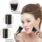 Makeup Brush 2 Pack, Retractable Travel Kabuki Powder Makeup Brush, Foundation Face Blush Brushes for Blending Liquid, Blush, Bronzer, Buffing, Sunscreen,Flawless Cosmetics
