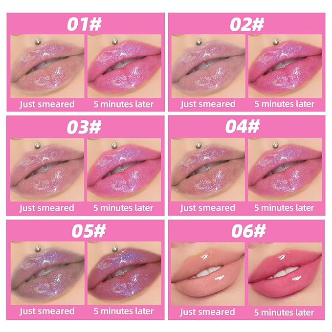Magic Color Changing Moisturizing Lip Glow Oil Plumping Glimmer Glow Lipstick, Hydrating Lip Gloss Lip Care, Long Lasting Non-sticky Fresh Texture Lip Oil (Color Changing 05)
