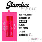 Beauty Bundle Beauty Creations Dare To Be Brights Collection Bomb AF 12 color eyeshadow palette, Lip Set & 15pc Brush Set and Pouch Enclosed in Hot Pink Box