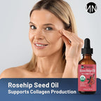 Rosehip Seed Oil Organic 1oz, USDA Certified, 100% Pure Rosehip Oil for Face, Hair & Skin. Cold Pressed Natural Moisturizer for Hair, Skin Scalp & Nails. Ideal to use for Gua Sha Massage.