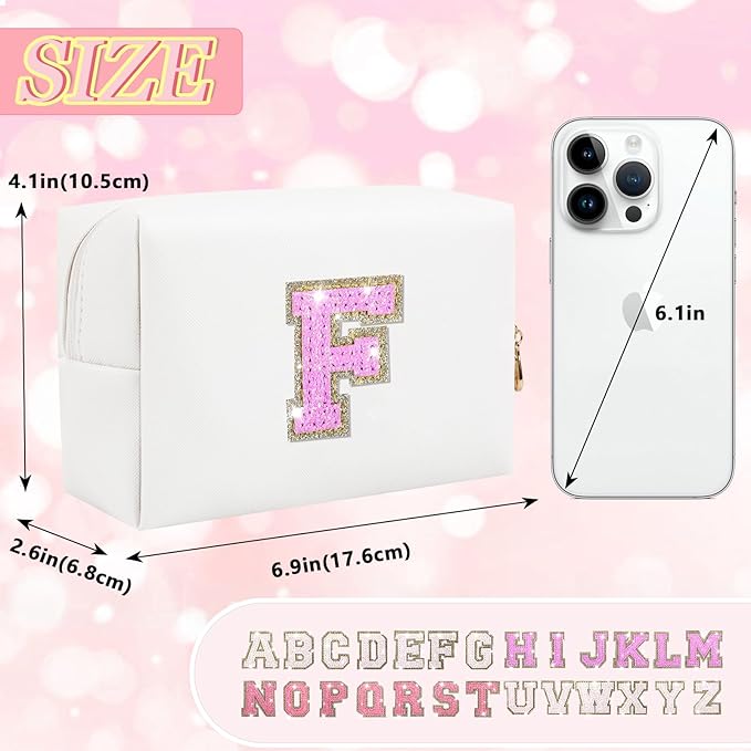 Personalized initial letter makeup bag,