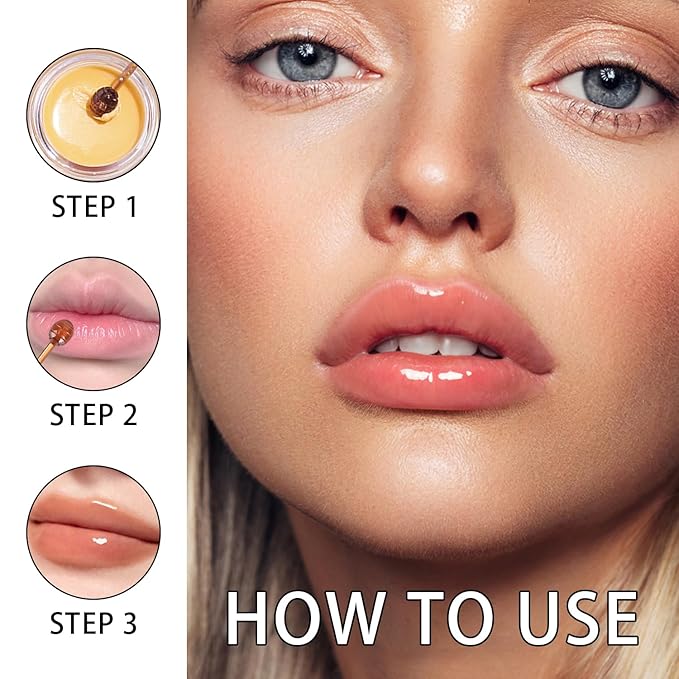 4 PCS Lip Mask Overnight, Honey&Strawberry Exfoliator