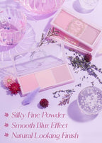 I'm Meme Palette - Afternoon Tea Blusher | Blossom Tea Blended, Cool Tone Blush for Cheek, Soft Pink, Peach, Lavender, 3 Shades Palette, Matte Powder Blush for Face&Cheeks, 0.4oz