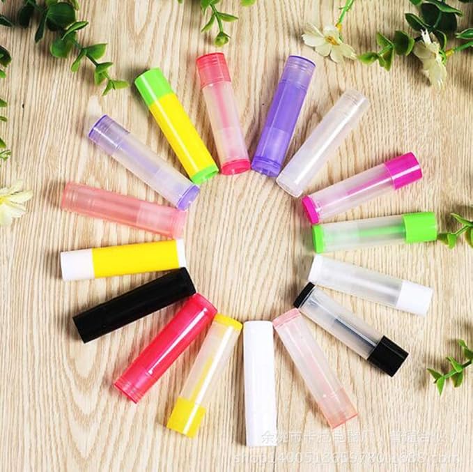 5ml 50 Pcs Empty Clear Lip Balm Tubes Containers with Twist Bottom and Multi Color Caps for Making Lip Balm,DIY Cosmetic Tubes