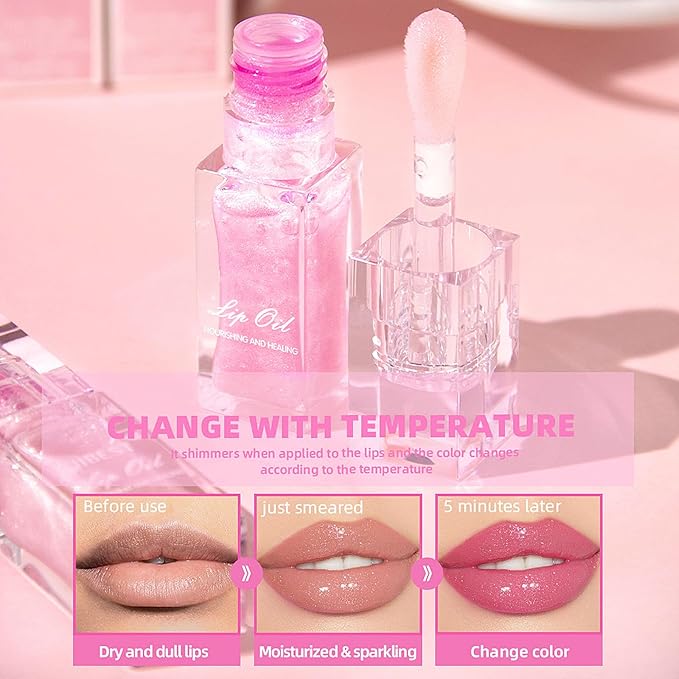 2Pcs Magic Color Changing Lip Oil Moisturizing Big Magic