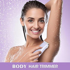 Lanumi 2 in 1 Electric Shaver Dual Head Bikini Trimmer Women IPX6 Wet Dry Pubic Hair Trimmer Rechargeable Body Facial Hair Remover for Face Lip Chin Underarm Legs (Purple)