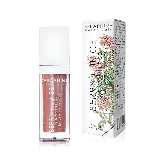 Seraphine Botanicals Berry + Juice - 100% Vegan Lip Gel Tinted Gloss 0.20 fl oz (Rose Currant)