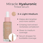 MCoBeauty Miracle Hyaluronic Tinted Serum, 3-ight/Medium, Hydration & Free Cosmetics 4 L