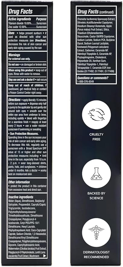 DRMTLGY Luminous Eye Corrector SPF 41, Under Eye Color Corrector for Dark Circles, Anti-Aging Tinted Eye Cream, Hydrating Eye Serum with Peach Undertone FSA/HSA Eligible, Medium