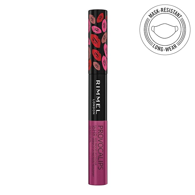 Rimmel London Provocalips 16hr Kiss-Proof Lip Color Bundle - 230 Kiss Fatal & 005 Just Teasing, 14 fl.oz. Each