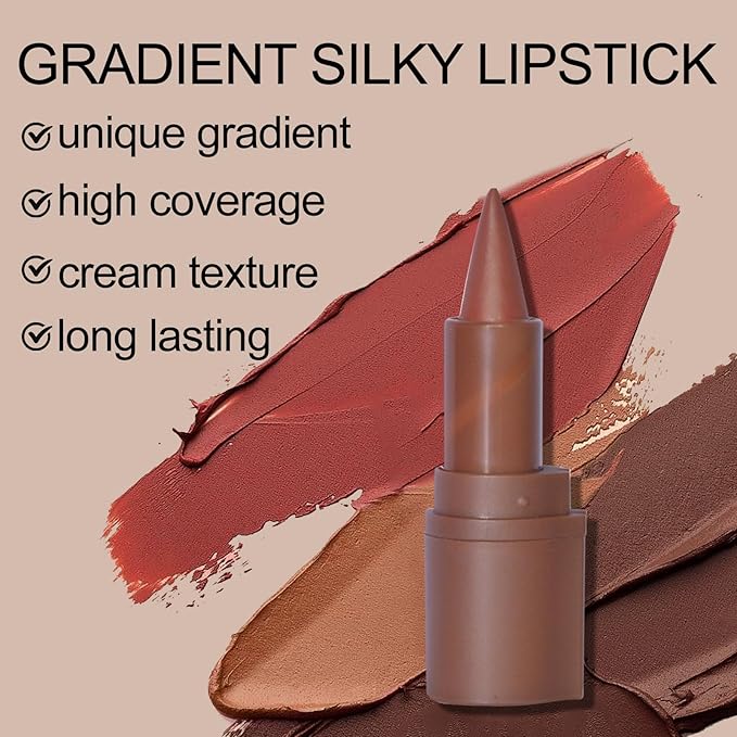 Erinde 2-in-1 Lip Liner and Lipstick Lip Combo Set, Matte Nude Dark Brown Red Lip Liner Creamy Lip Pencil Crayon, High Pigmented Long lasting Lipstick Makeup, 01# Milk Tea