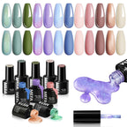 MEFA 12 Colors Gel Nail Polish Set Chameleon Gel Polish Kit with Purple Blue Green Soak Off Nude Brown Heart Glow Collection Manicure Gifts for Women Girl DIY Salon Home