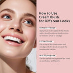 Multi Cream Blush & Blush Brush Set, Korean Makeup Blush for Cheeks, Multi-Use Face Balm, Lightweight & Hydrating, Blendable Color, Non-Greasy, Soft Bristles for Radiant Finish (Dewy)