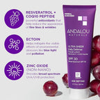 Andalou Naturals Age Defying Face Sunscreen, SPF 30 Zinc Oxide Mineral Sunscreen, Ultra Sheer Daily Defense Face Lotion, Helps Hydrate Skin, Gentle & Lightweight - 2.7 Fl. Oz.
