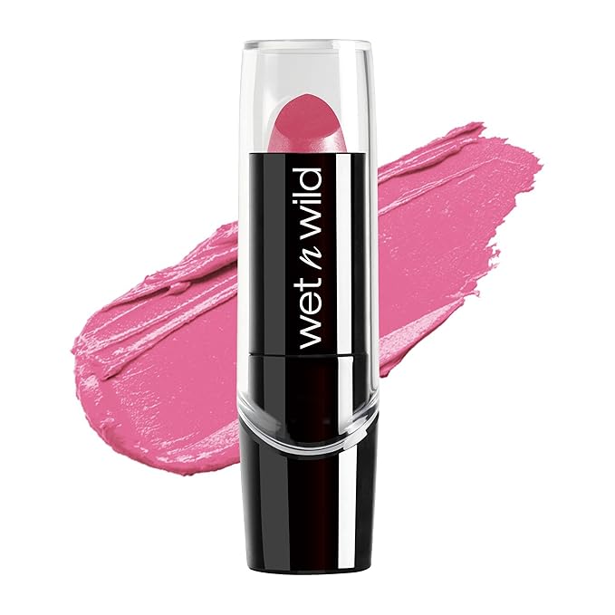 wet n wild Silk Finish Lipstick, Hydrating Rich Buildable Lip Color, Formulated with Vitamins A,E, & Macadamia for Ultimate Hydration, Cruelty-Free & Vegan - Pink Ice (Carded)