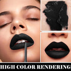 3Pcs Black Matte Liquid Lipstick,Lip Liner,Lip Gloss Trio Lip Set Waterproof Long-Lasting Moisturizing Velvety Lip Stain One Step Lips Makeup Kits Goth Makeup
