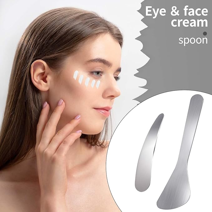 2Pcs Mini Metal Cosmetic Spatulas, Makeup Spatulas, Skincare