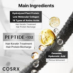 COSRX PEPTIDE 132 Hair Bond Repair Treatment - Deep Conditioner Hair Mask for Damaged, Dry Hair, Repairs Breakage & Split Ends with Collagen & Hyaluronic Acid, For All Hair Types – 4.05 fl oz